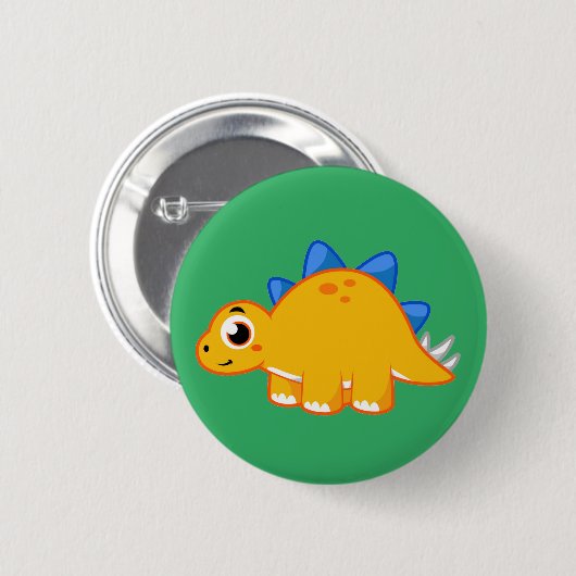 Niedliche Darstellung eines Stegosaurus. Button (Vorne & Hinten)