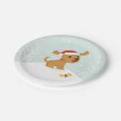 Niedliche Darstellung eines Welpen im Schnee Pappteller (Schrägansicht)