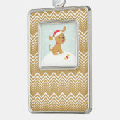 Niedliche Darstellung eines Welpen im Schnee Rahmen-Ornament Silber (Links)