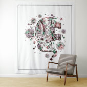 Niedliche Darstellung von Elefanten im Stamm Wandteppich (Beispiel)