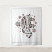 Niedliche Darstellung von Elefanten im Stamm Wandteppich (Vorderseite)