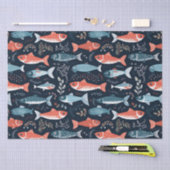 Niedliche Darstellung von Fischen auf Schiffen Seidenpapier (Handwerk)