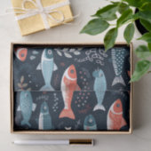 Niedliche Darstellung von Fischen auf Schiffen Seidenpapier (Geschenk)