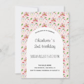 Niedliche Darstellung von Hühnern in Rosa Ankündigung (Vorderseite)