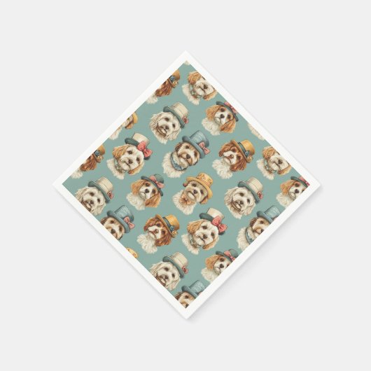 Niedliche Darstellung von Hunden in Haten Serviette (Ecke)