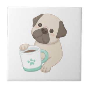 Niedliche Darstellung von Hunden und Tasse Fliese