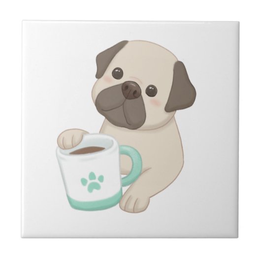Niedliche Darstellung von Hunden und Tasse Fliese (Vorderseite)