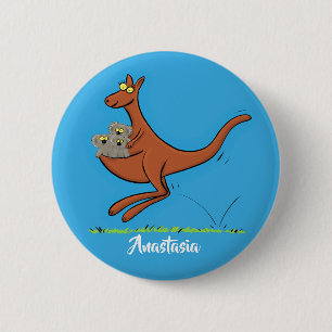 Niedliche Darstellung von Känguru und Koalas-Carto Button