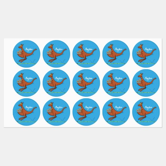 Niedliche Darstellung von Känguru und Koalas-Carto Etiketten (Blatt)