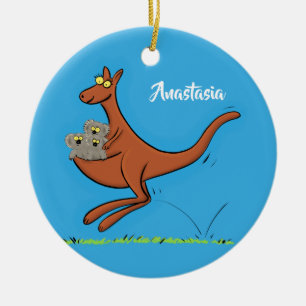 Niedliche Darstellung von Känguru und Koalas-Carto Keramik Ornament