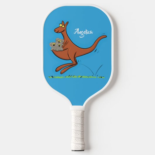 Niedliche Darstellung von Känguru und Koalas-Carto Pickleball Schläger (Vorderseite)