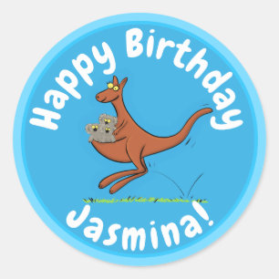 Niedliche Darstellung von Känguru und Koalas-Carto Runder Aufkleber