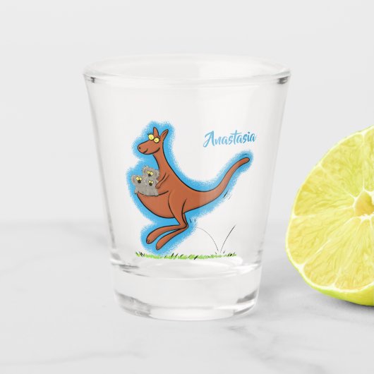 Niedliche Darstellung von Känguru und Koalas-Carto Schnapsglas (Vorderseite)