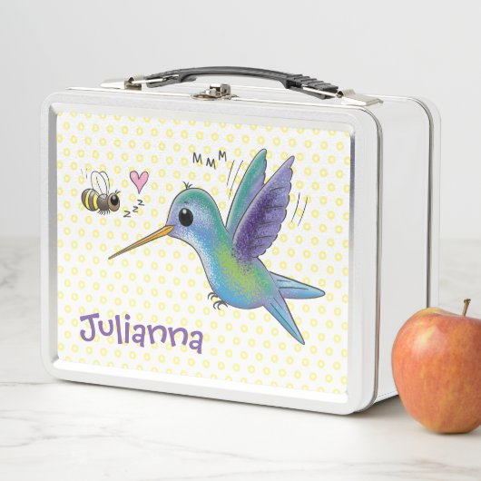 Niedliche Darstellung von Kolibris und Bienen-Cart Metall Brotdose (Beispiel)