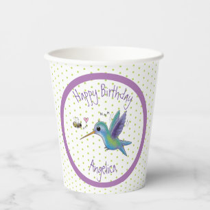 Niedliche Darstellung von Kolibris und Bienen-Cart Pappbecher
