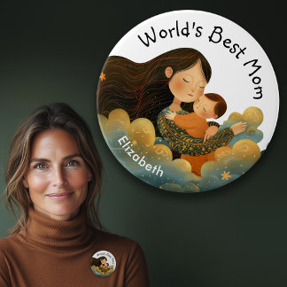 Niedliche Darstellung von Mutter und Kind | Mutter Button