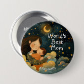 Niedliche Darstellung von Mutter und Kind | Mutter Button (Vorne & Hinten)
