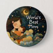 Niedliche Darstellung von Mutter und Kind | Mutter Button (Vorderseite)