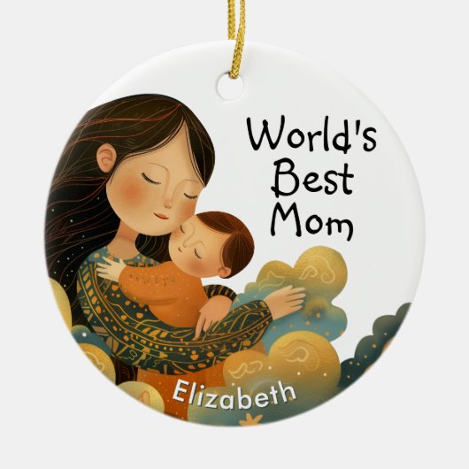 Niedliche Darstellung von Mutter und Kind | Mutter Keramik Ornament (Vorne)