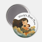 Niedliche Darstellung von Mutter und Kind | Mutter Magnet (Vorderseite/Rückseite)