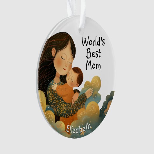 Niedliche Darstellung von Mutter und Kind | Mutter Ornament (Vorderseite)