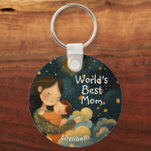 Niedliche Darstellung von Mutter und Kind | Mutter Schlüsselanhänger (Vorderseite)