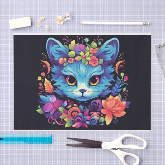 Niedliche Decoupage cat Liebhaber von Gewebepapier Seidenpapier (Handwerk)