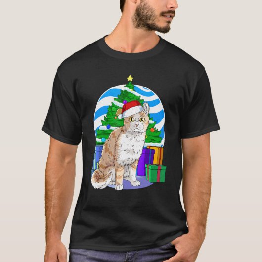 Niedliche Dekoration der American Curl Cat Santa C T-Shirt (Vorderseite)