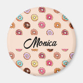 Niedliche dekorative Donuts auf rosa Magnet (Vorne)