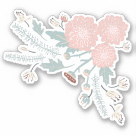 Niedliche Dekorative Rosa Creme Blau Botanische Bl Aufkleber