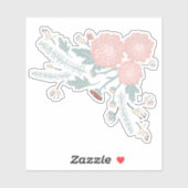 Niedliche Dekorative Rosa Creme Blau Botanische Bl Aufkleber (Blatt)