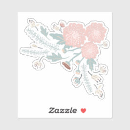 Niedliche Dekorative Rosa Creme Blau Botanische Bl Aufkleber