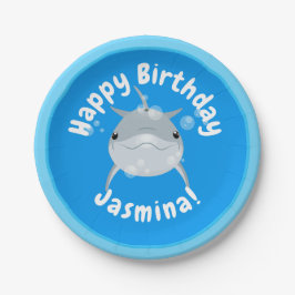 Niedliche Delfinblasen Cartoon Illustration Pappteller