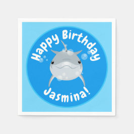 Niedliche Delfinblasen Cartoon Illustration Serviette