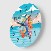 niedliche Delfinfreunde Große Wanduhr (Winkel)