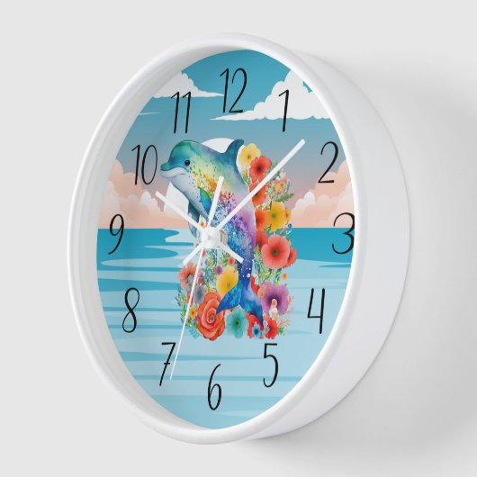 niedliche Delfinfreunde Uhr (Winkel)