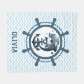 Niedliche Delphin & Anker innerhalb des Schiffs Ra Fleecedecke (Vorderseite (Horizontal))