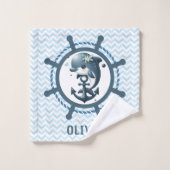 Niedliche Delphin & Anker innerhalb des Schiffs Ra Waschlappen (Waschlappen)