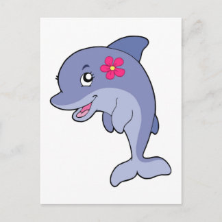 Niedliche Delphin mit Blume Postkarte