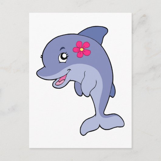 Niedliche Delphin mit Blume Postkarte (Vorderseite)