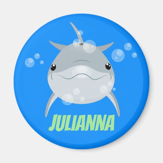 Niedliche Delphinblasen Cartoon-Abbildung Magnet (Vorne)