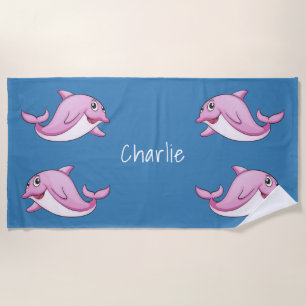 Niedliche Delphine individuelle Name Strandtuch