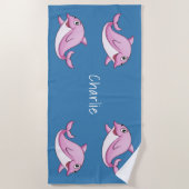 Niedliche Delphine individuelle Name Strandtuch (Vorderseite)