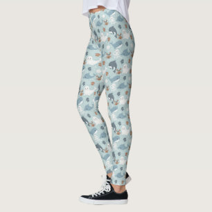 Niedliche Delphine, Siegel und Tintenfische Leggings