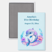 Niedliche Delphineikreatur Geburtstag Save the Dat Magnet (Vorderseite/Rückseite)