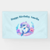 Niedliche Delphinkreatur Geburtstag Banner (Horizontal)