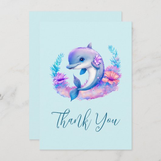 Niedliche Delphinkreatur Vielen Dank Dankeskarte (Vorne/Hinten)