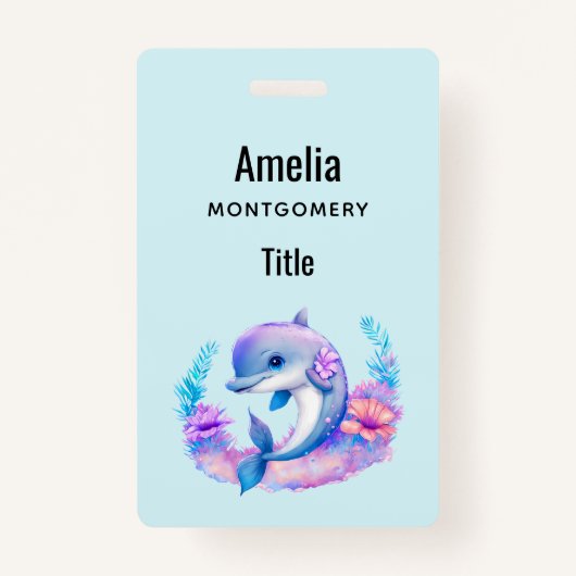 Niedliche Delphinmeerkreatur Ausweis (Rückseite)