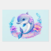 Niedliche Delphinmeerkreatur Geschenkpapier Set (Vorderseite 3)