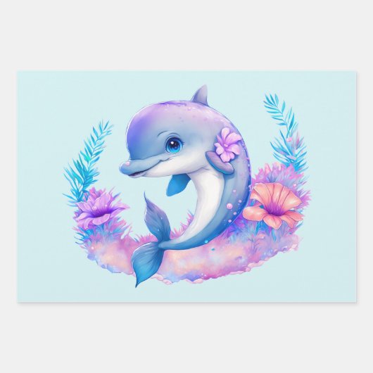 Niedliche Delphinmeerkreatur Geschenkpapier Set (Vorderseite 3)